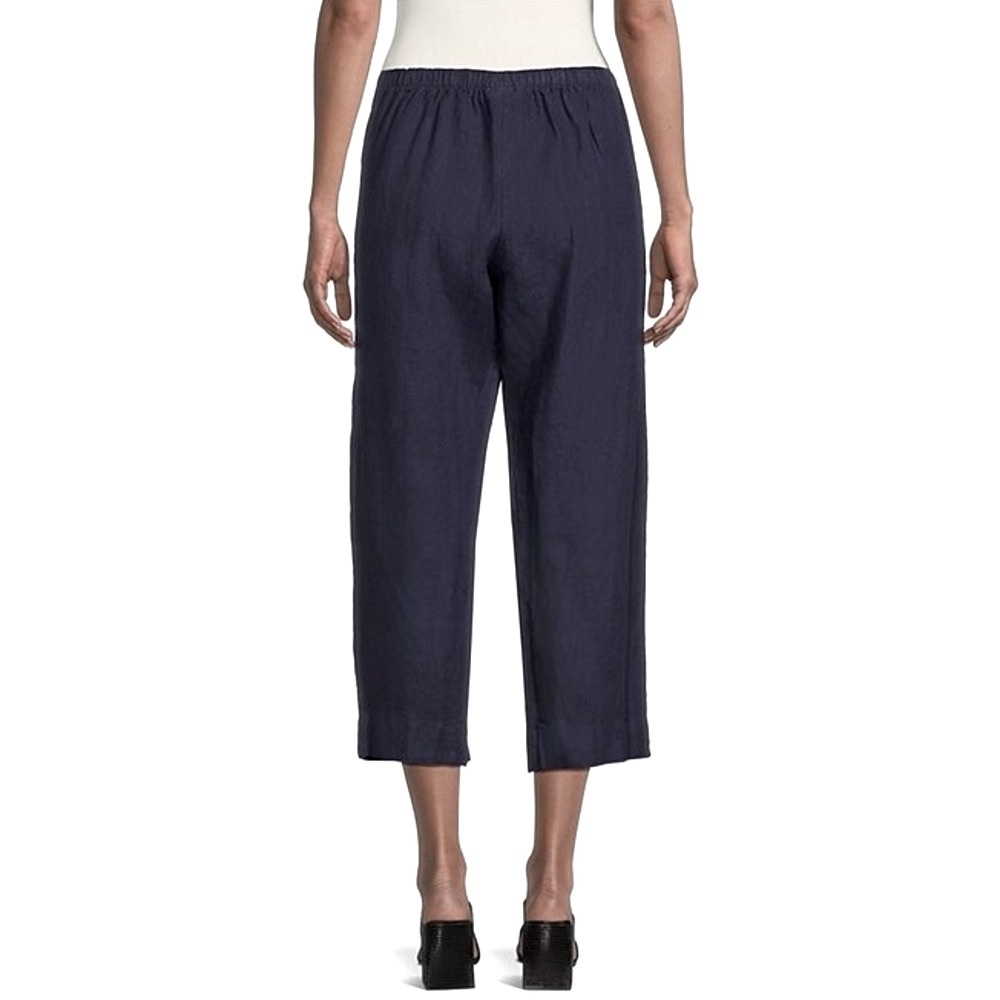 Bryn Walker Capri Pants. Linen Blend Elastic Waist. Lagenlook. Navy, Sz M NWT - Picture 2 of 12